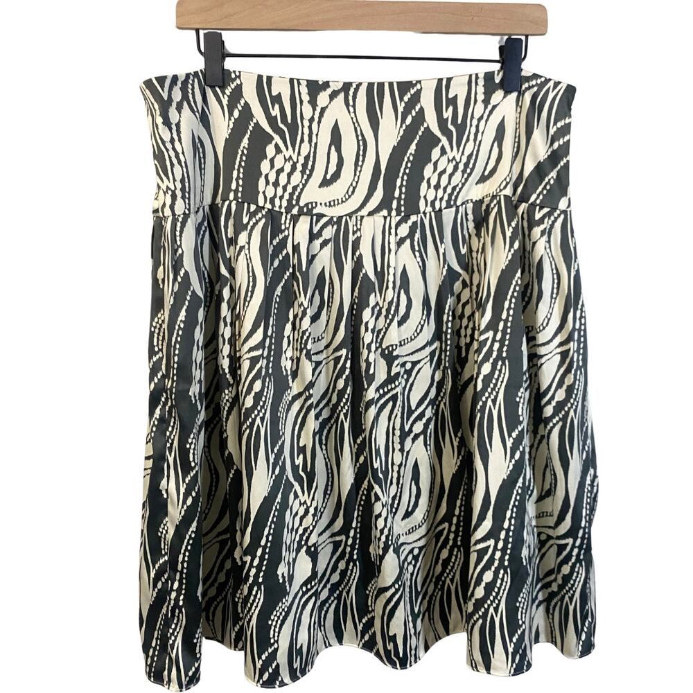 Mackie & Co by Bob Mackie Art To Wear Lined Cream Satin A-Line Skirt Abstract 12